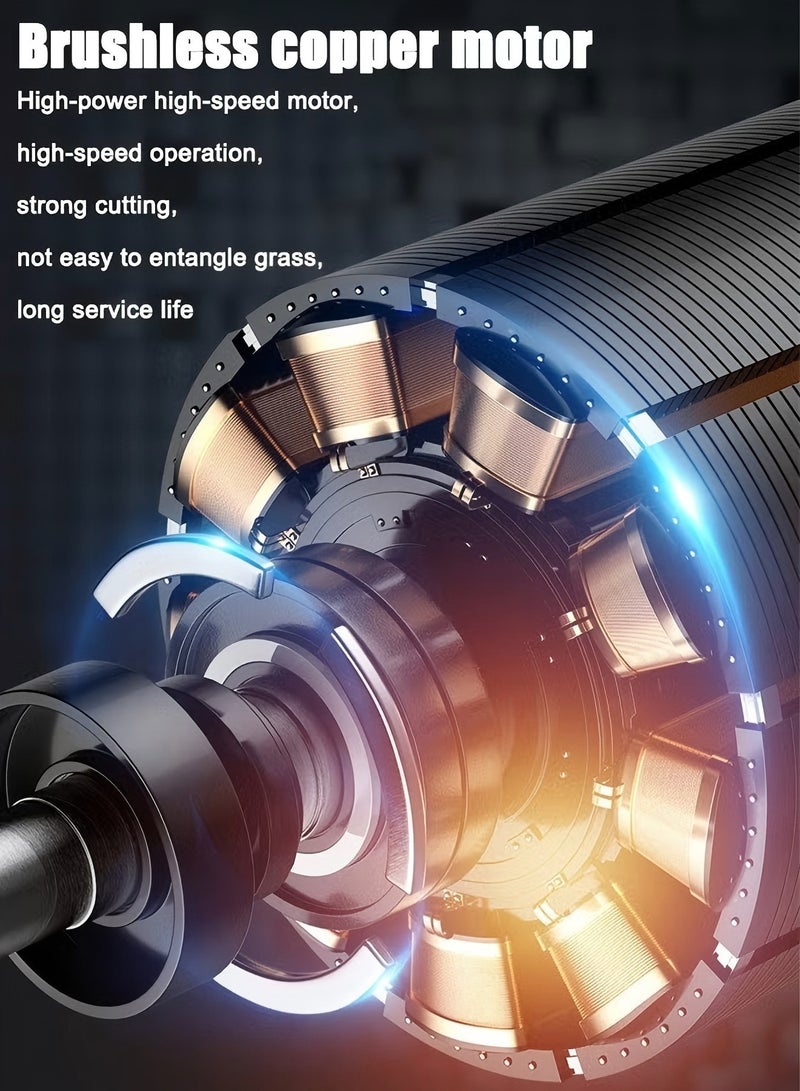 عربست جزازة عشب لاسلكية 48 فولت، قابلة للطي والسحب مع شاحن سريع، تعمل ببطارية 4.0 أمبير، مزودة بثلاث شفرات قص، أداة تشذيب عشب كهربائية محمولة لأعمال الحديقة - Image 4